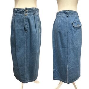 Vintage Y2K Women's Denim Maxi Skirt Size 8 Blue‎ Jean Western Boho Modest 90s